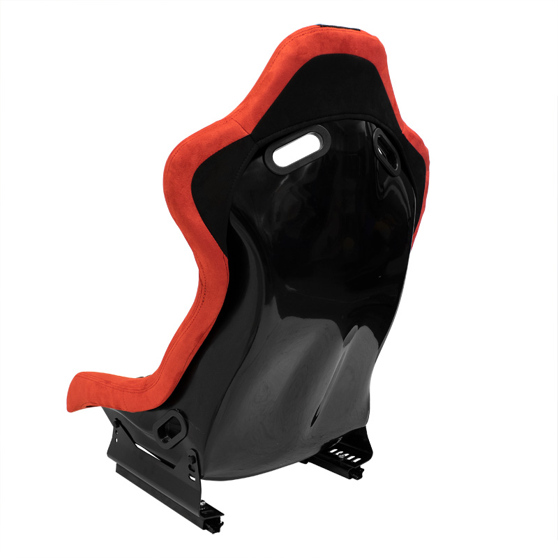 Sport seat 'LV' - Black/Red - Non-reclinable fibreglass back-rest - incl. slides