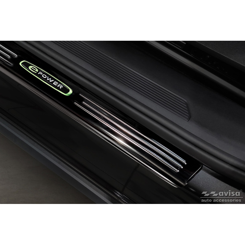 Black Inox door sill protectors  Volkswagen ID.4 2020- 'E-Power' - 4-pieces