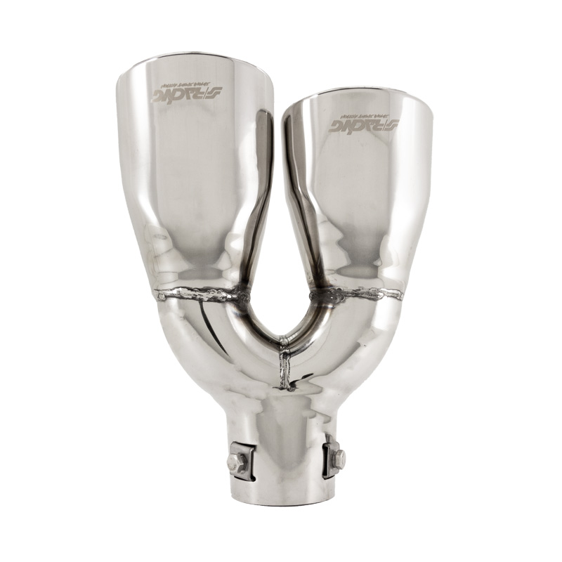 Simoni Racing Exhaust Tip Double Oval/Slanting Inox - 167x67xL220mm - Installation 37->57mm - Left