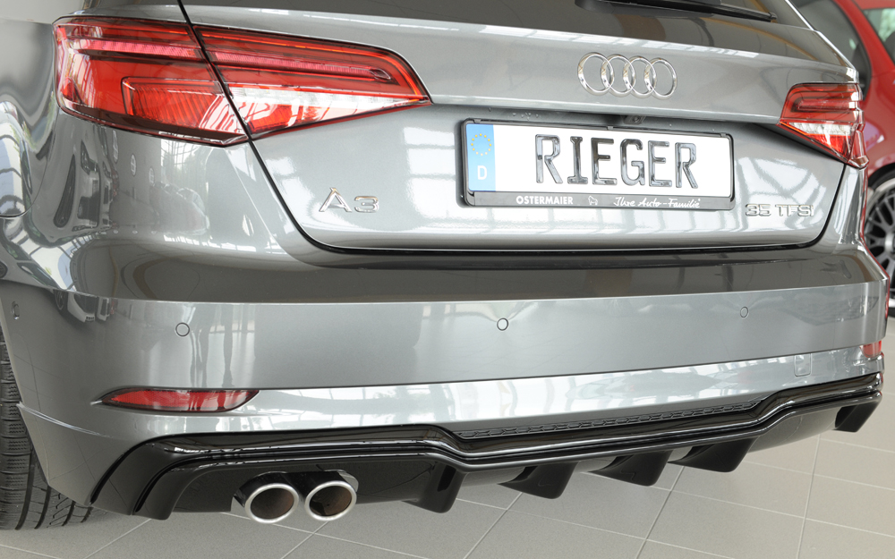 Achter diffusor Rieger Audi A3 8V 16-20 Facelift S-line Glans Zwart