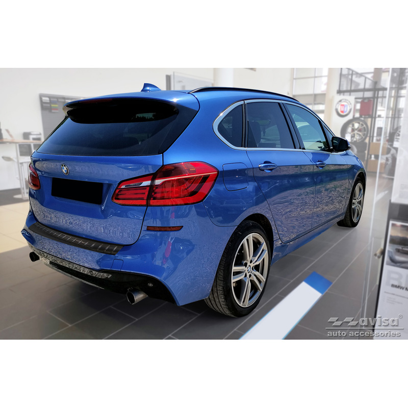Black Stainless Steel Rear bumper protector  BMW 2 Active Tourer F45 2013-2021 with M-Pakage 'Ribs'