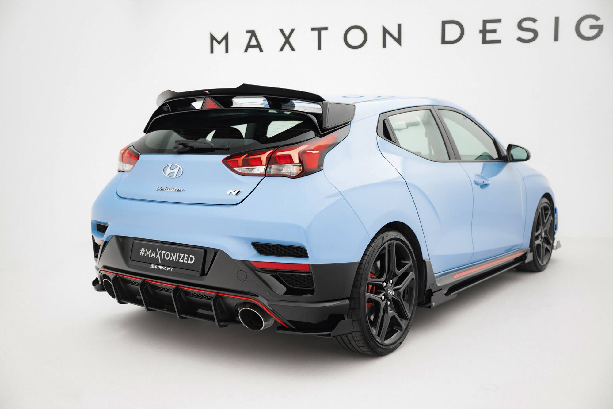 Street Pro Achterzij Spoilers + Flaps Hyundai Veloster N MK2 Maxton Glanzend zwart