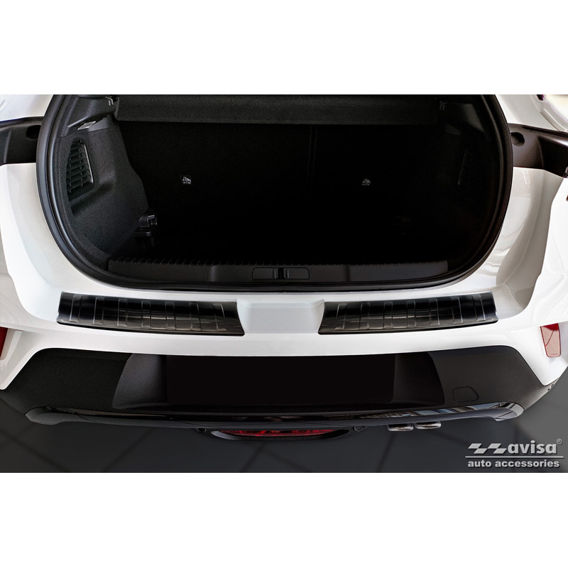 Black Stainless Steel Rear bumper protector  Opel Mokka II 2020- 'Ribs' (2-pieces)
