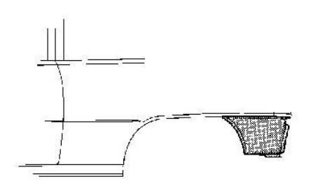 eindstuk of lekbakje, 3/5 drs, links Opel Astra F, 1991 -1998