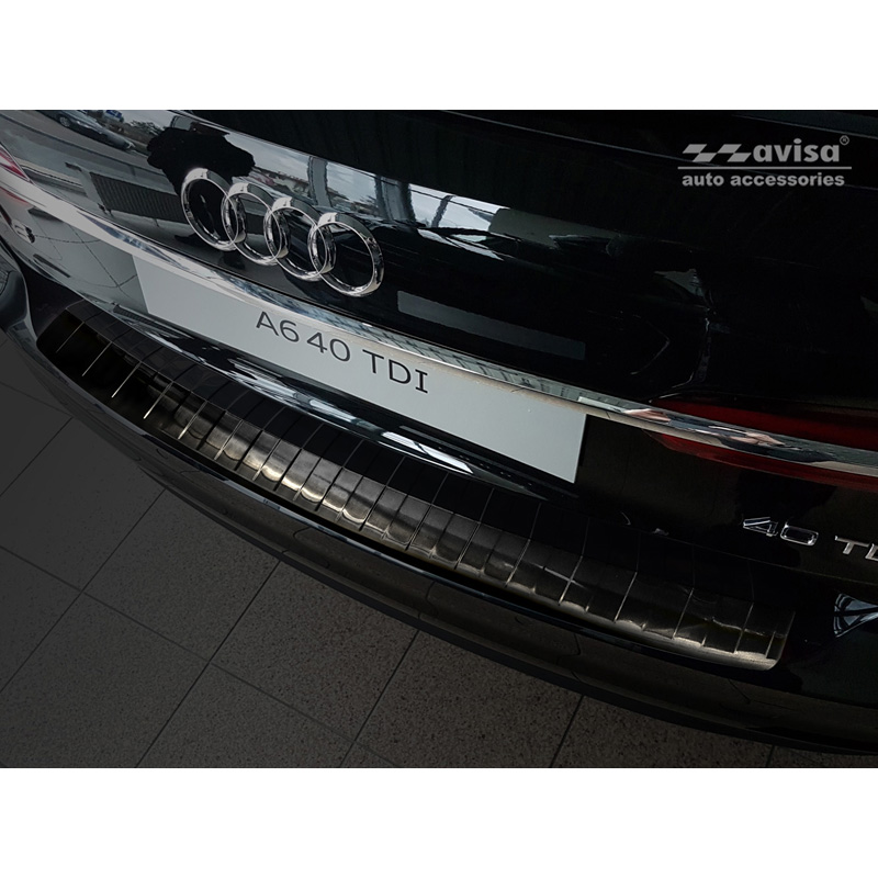 Black Stainless Steel Rear bumper protector  Audi A6 (C8) Avant 2018-2023 & Facelift 2023- 'Ribs' incl. S-Line & Allroad