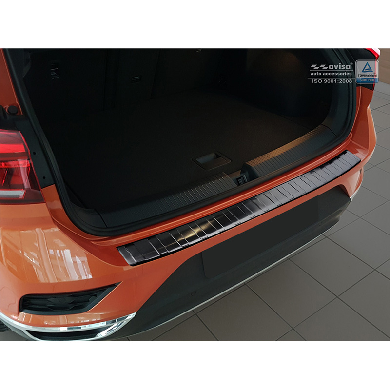 Black Stainless Steel Rear bumper protector  Volkswagen T-Roc 2017-2022 & Facelift 2022- incl. Cabrio 'Ribs'