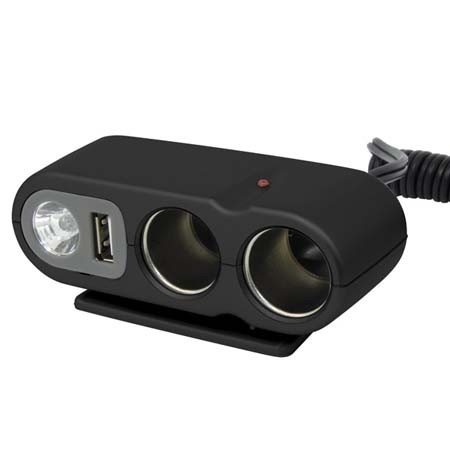 2-weg stekkerdoos 'USB with light' 12V 5A