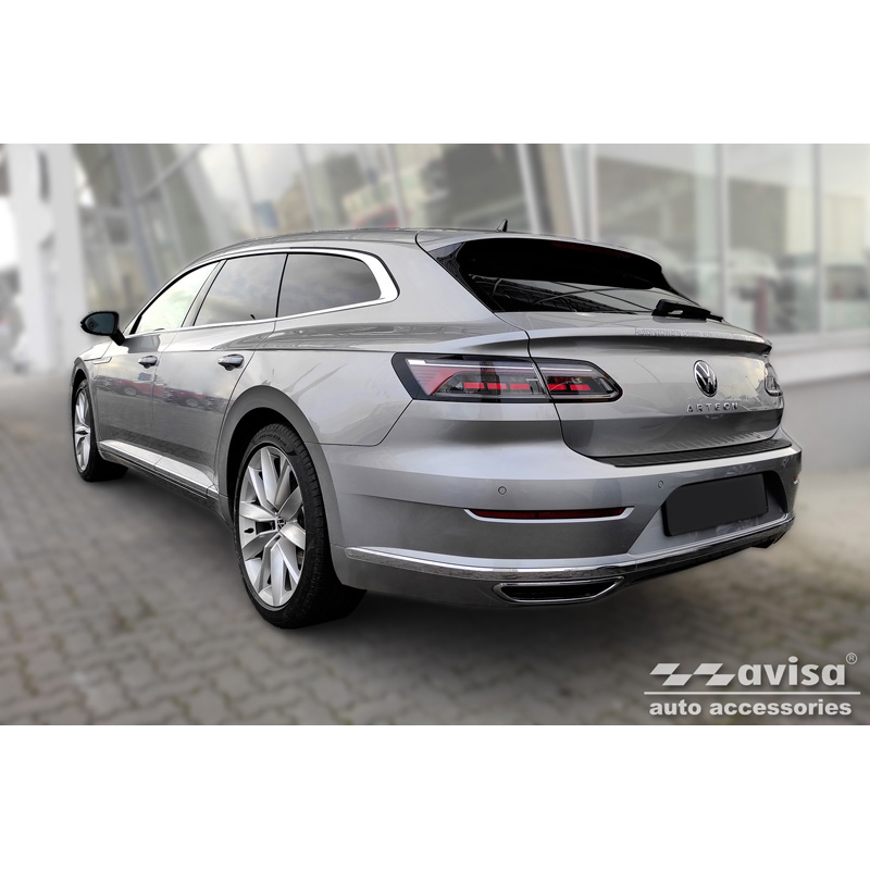 Black Stainless Steel Rear bumper protector  Volkswagen Arteon Shooting Brake incl. eHybrid 2020- 'Ribs'