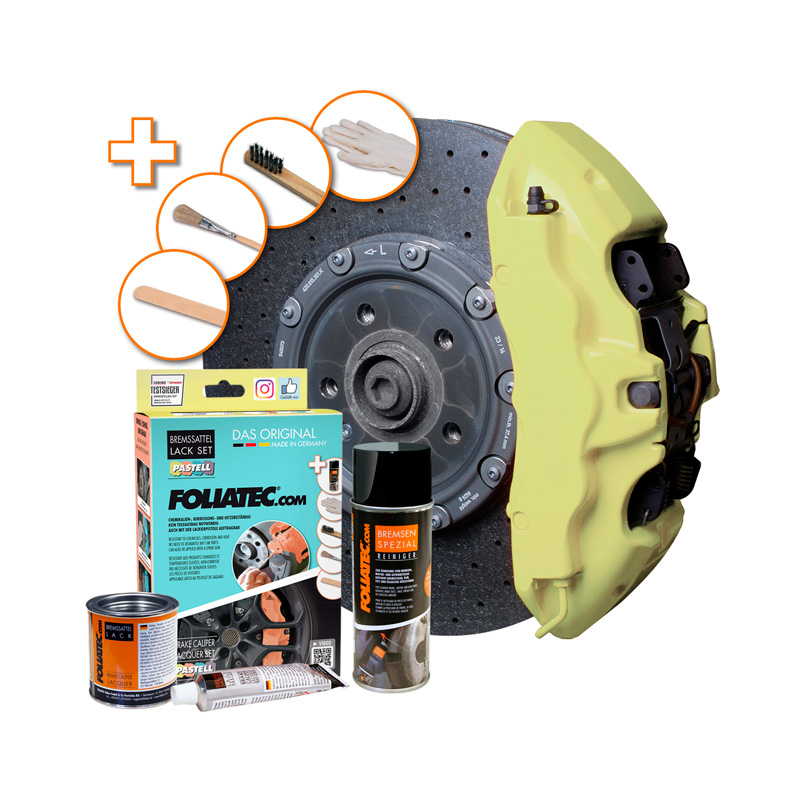 Foliatec Brake Caliper Lacquer Set - Creamy Vanilla (Pastel) - 3 Components