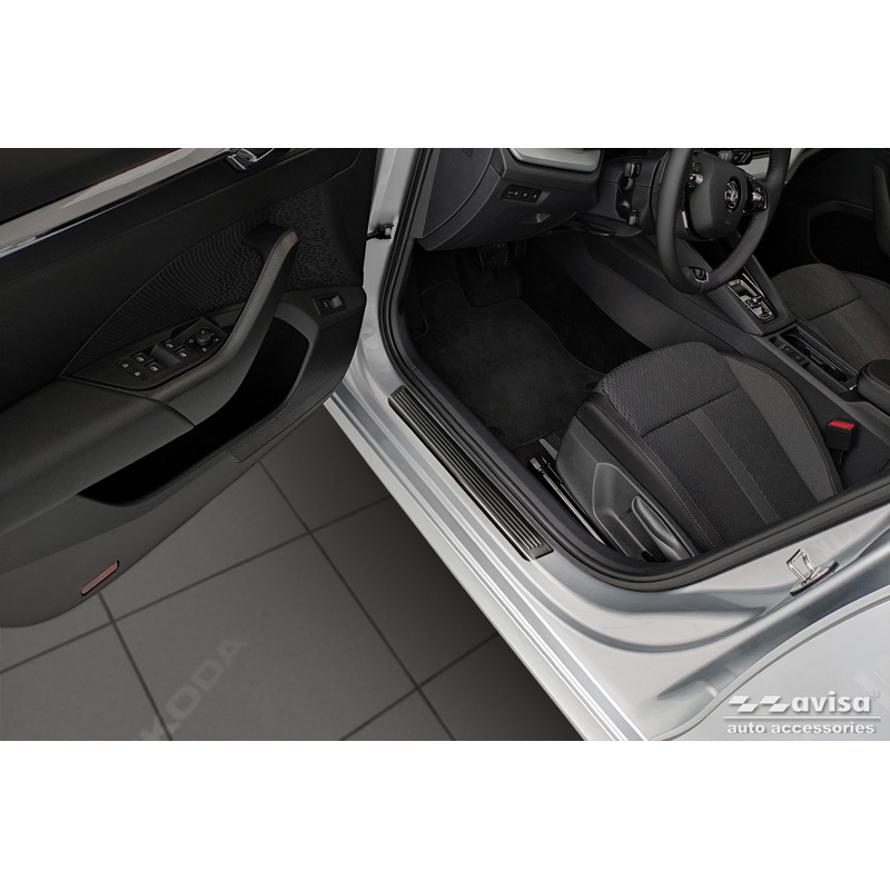 Zwart RVS Instaplijsten  Skoda Octavia IV Sedan/Kombi 2020-2024 & FL 2024- 'Lines' - 4-delig