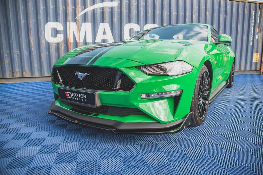 Voorspoiler V.2 met Canards Ford Mustang GT MK5 FL Maxton Glans Zwart
