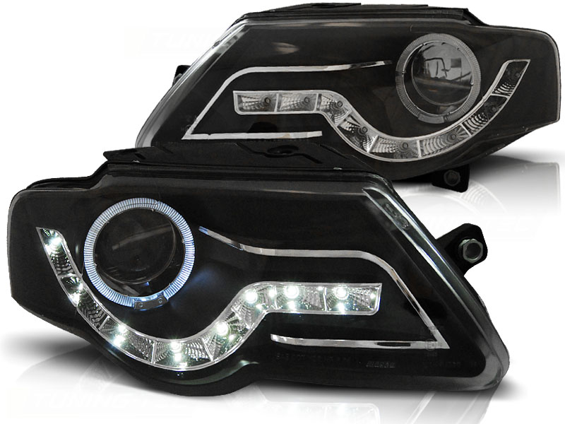 Headlights VW Passat 3C with real daytime running light clear black