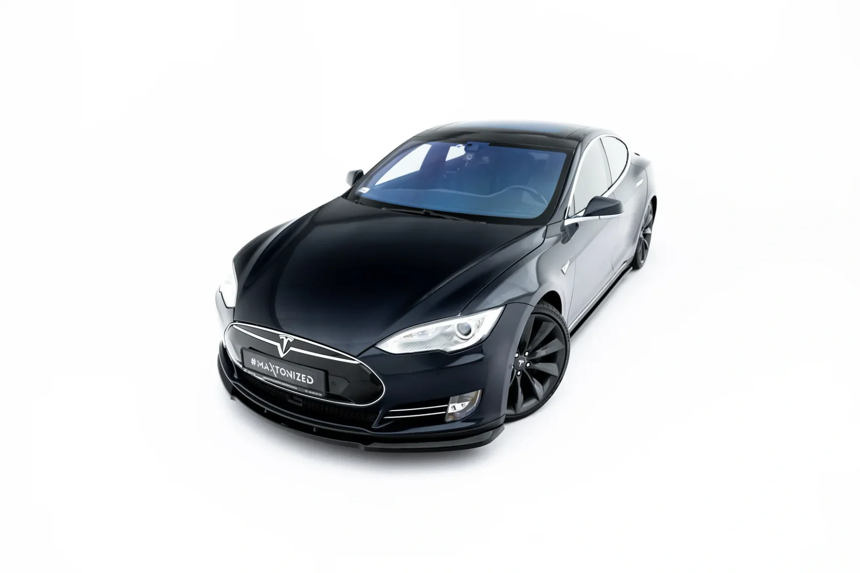 Voorspoiler V.1 Tesla Model S Mk1 Maxton Glans Zwart