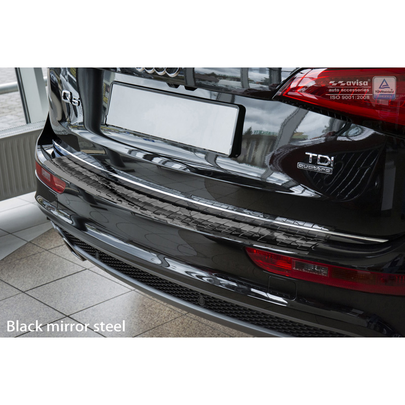 Black Mirror Stainless Steel Rear bumper protector  Audi Q5 2008-2012 & 2012- 'Ribs'