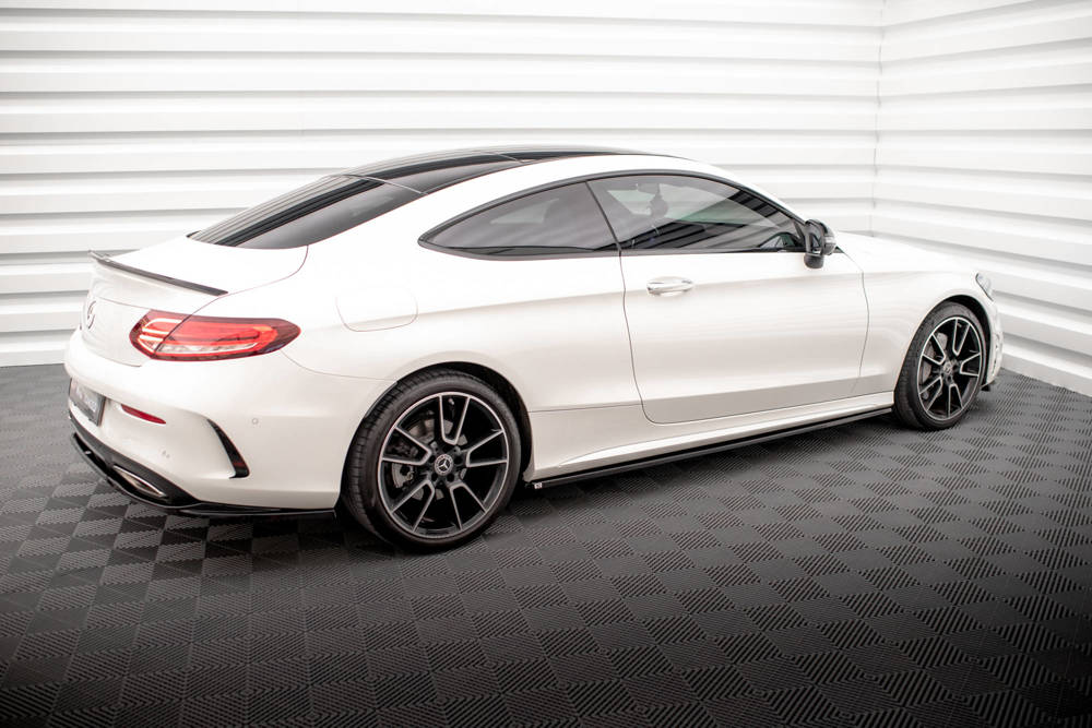 Zijskirts Mercedes C Klasse Coupe AMG Line C205 Facelift 2018 - 2021 Maxton Glans Zwart