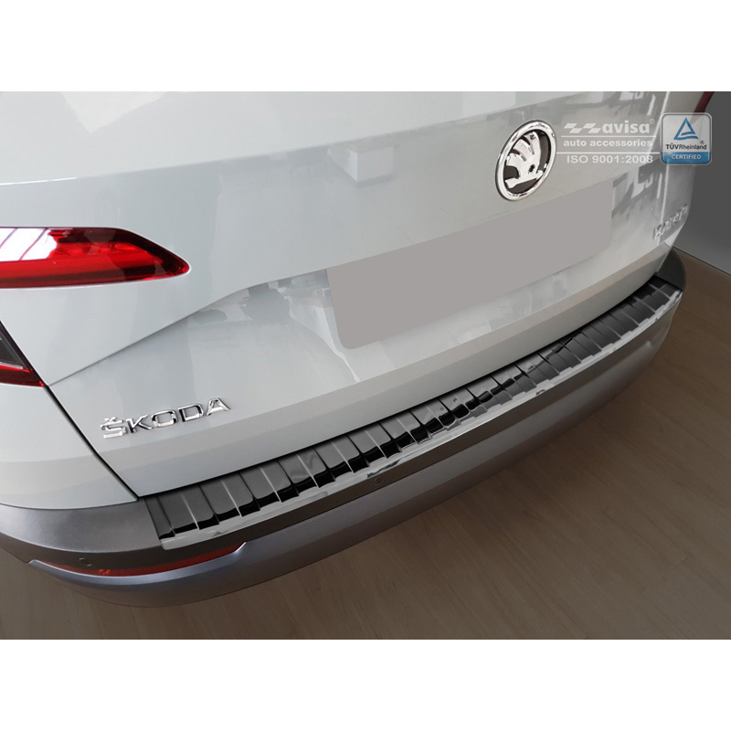 Zwart-Chroom RVS Achterbumperprotector  Skoda Karoq 2017-2022 'Ribs'