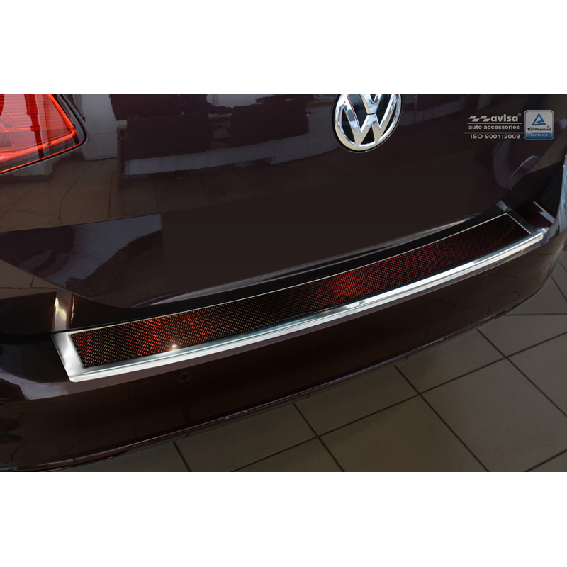 Stainless Steel Rear bumper protector 'Deluxe'  Volkswagen Passat 3G Variant 2014-2023 Chrome/Red-Black Carbon