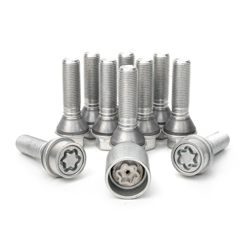 H&R Wheel bolt Set Taper-Head with movable cone M14x1.25 - Length 31mm - 10 pcs. (e.g.  BMW) - incl. wheel-locks