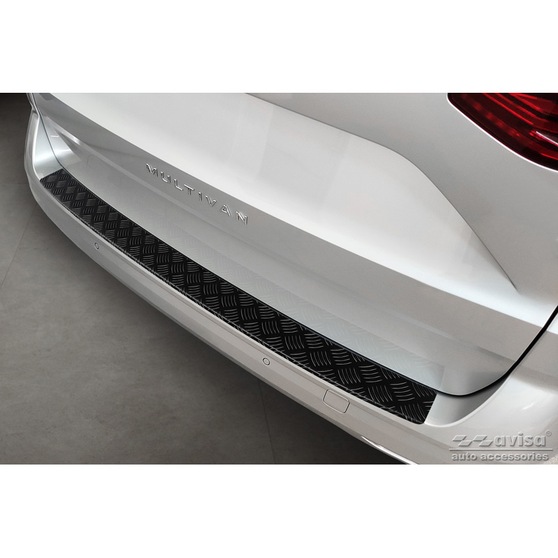 Matt Black Aluminum Rear bumper protector  Volkswagen Multivan T7 2021- 'Riffled plate'
