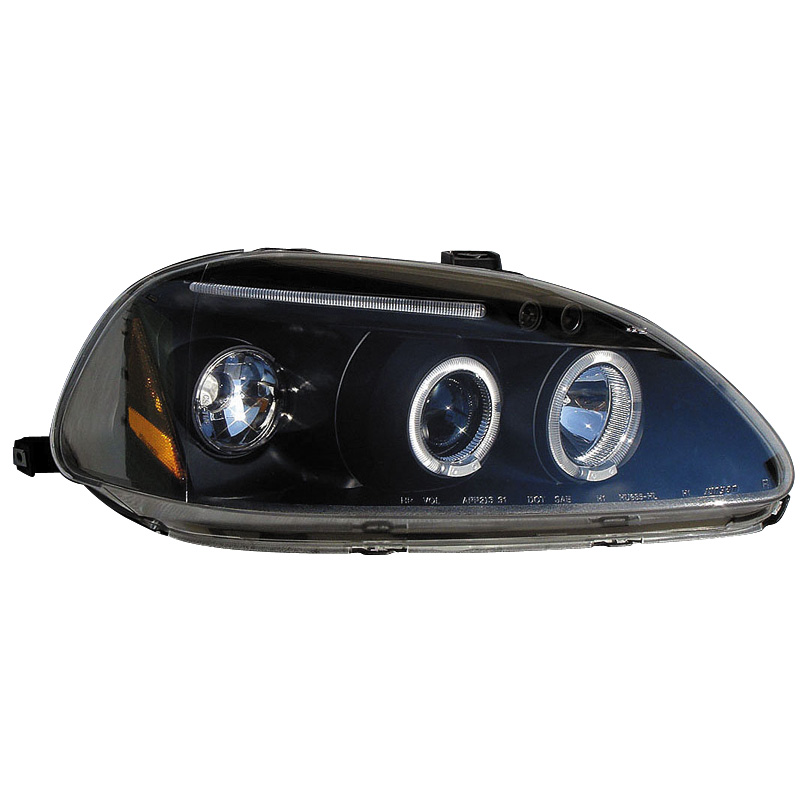 Set Koplampen  Honda Civic 1996-1999 - Zwart - incl. Angel-Eyes