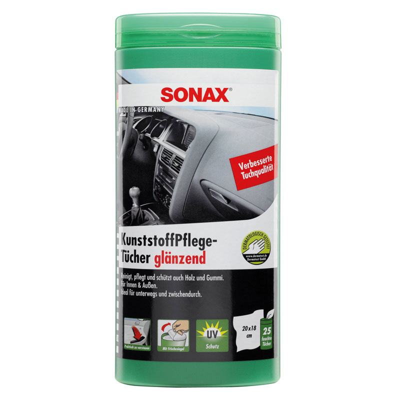 Sonax 412.100 Plastic Care Wipes Gloss Box 25pcs