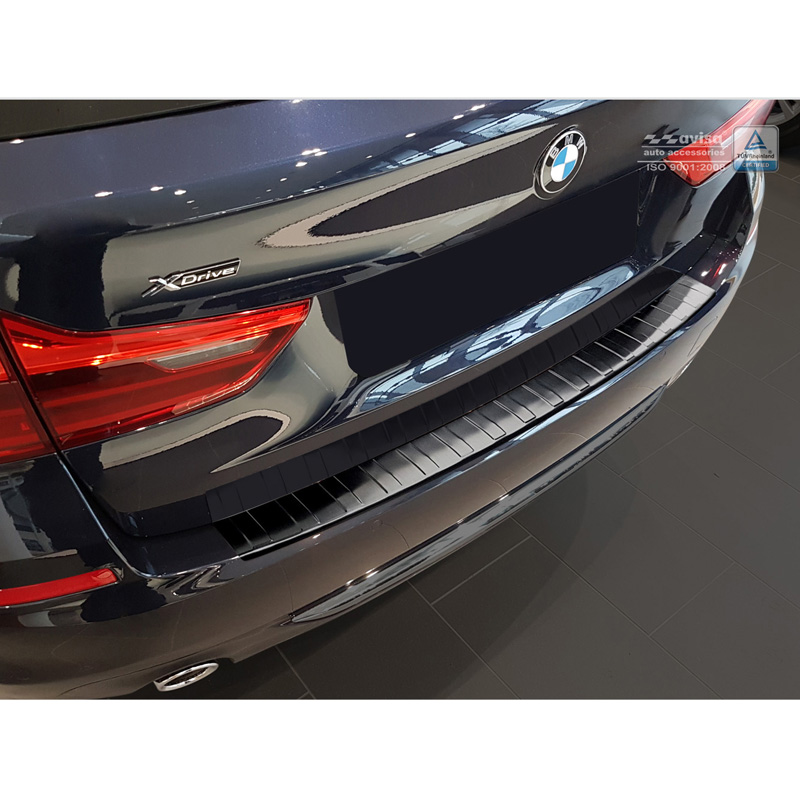 Black Stainless Steel Rear bumper protector  BMW 5-Series G31 Touring 2017-2020 excl. M-Sport 'Ribs'