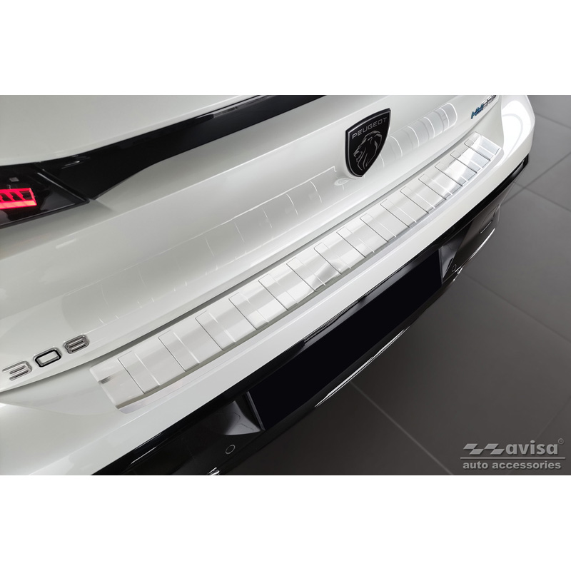 Stainless Steel Rear bumper protector  Peugeot 308 III HB & SW 2021- 'Ribs'