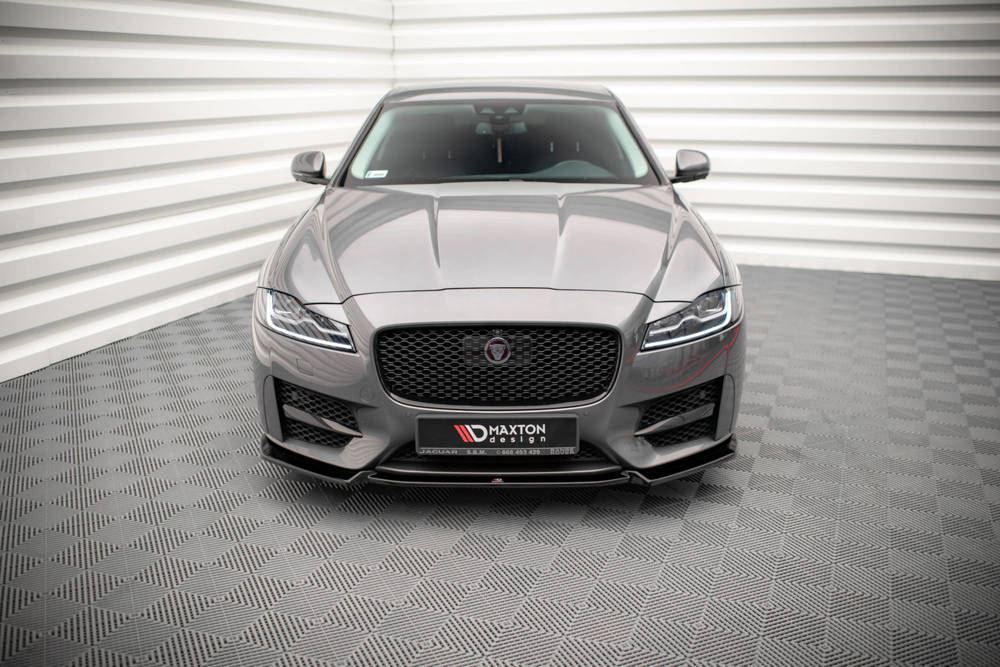 Voorspoiler V.1 Jaguar XF R-Sport Mk2 Maxton Glans Zwart