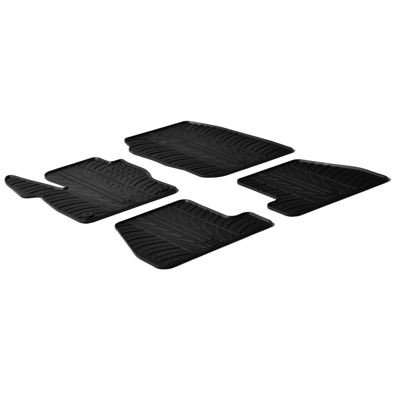 Rubber car mats set  Ford Focus 3/5 doors + ST 2011-2015 (T profile 4-pieces + mounting clips)
