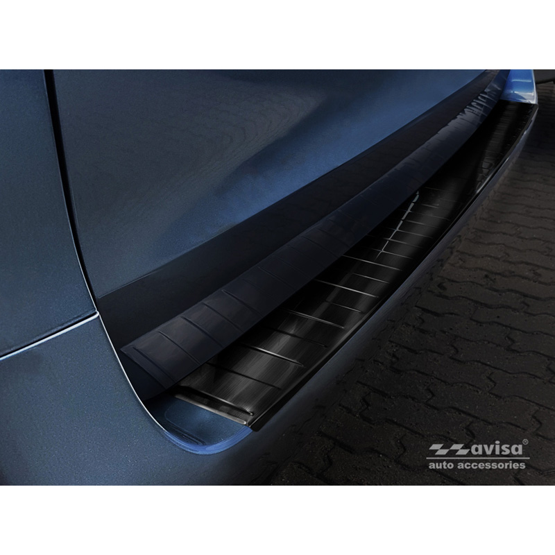 Black Stainless Steel Rear bumper protector  Mercedes Vito / V-Class 2014-2019 & Facelift 2019- 'Ribs' (Long version)