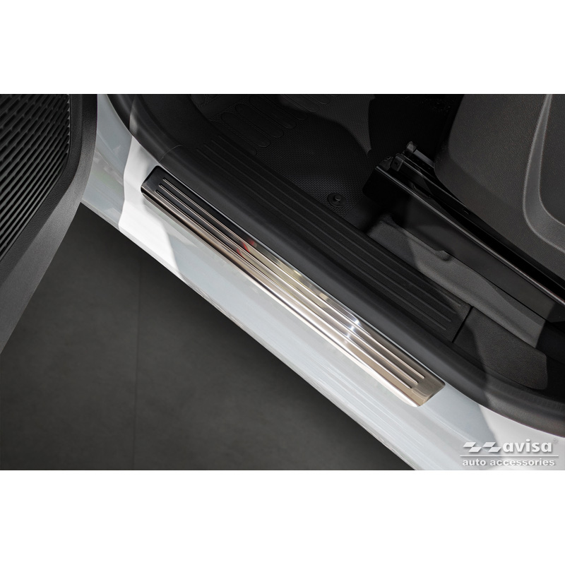 Stainless Steel Door sill protectors  Renault Kangoo III & Nissan Townstar & Mercedes Citan 2021- - 'Lines' - 4-pieces (for all 4-door variants)