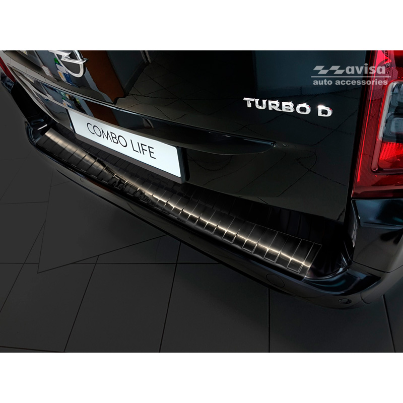 Black Stainless Steel Rear bumper protector  Citroën Berlingo (Multispace) & Peugeot Partner 2008-2015 & 2015-2018 & 2018- & Peugeot Rifter 2018- & Opel Combo E 2018- & Toyota Proace City/Verso 2019- & Fiat Doblo 2022-