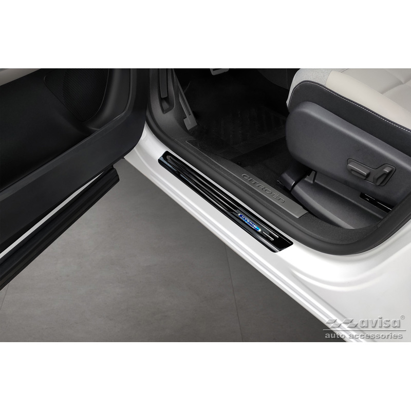 Black Inox door sill protectors  Citroën C5 Aircross 2018- Incl. Facelift 'Hybrid' - 4-pieces