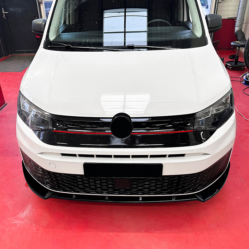 Front spoiler lip  Volkswagen Caddy V 2020- (Glossy Black ABS)