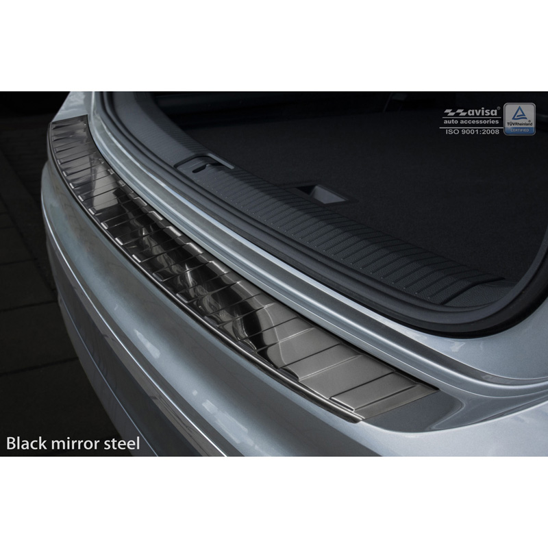 Black Mirror Stainless Steel Rear bumper protector  Volkswagen Tiguan II incl. Allspace & R-Line 2016-2020 & FL 2020-2024 'Ribs'