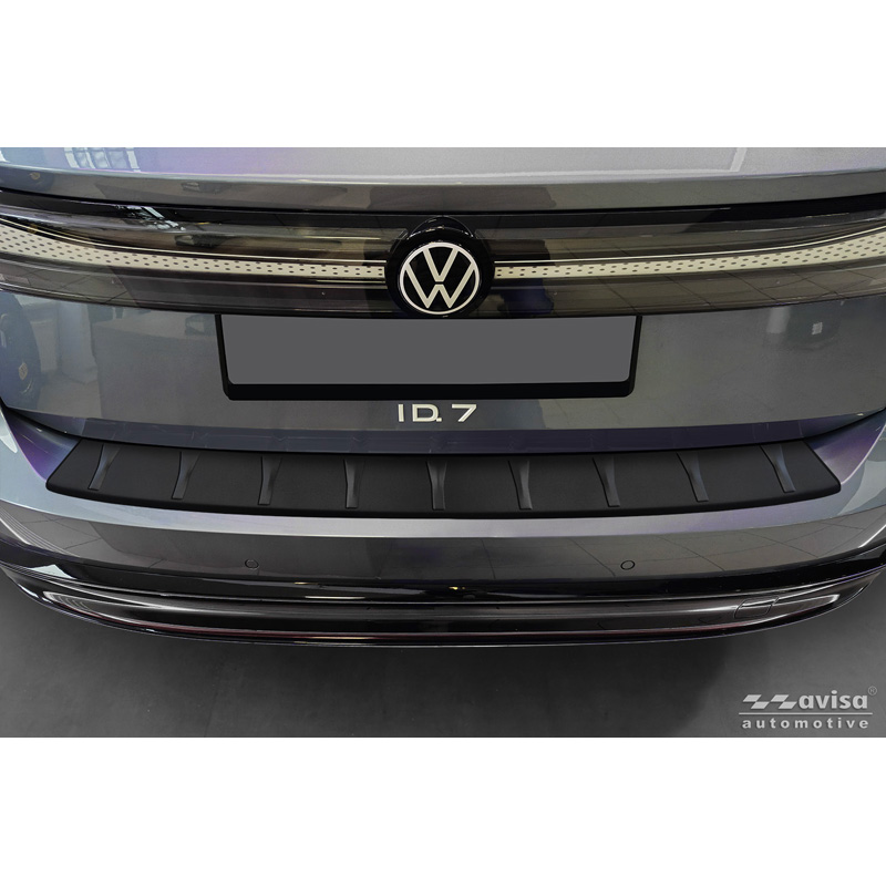 Matt Black Stainless Steel Rear bumper protector  Volkswagen ID.7 Tourer 2024- 'Ribs'