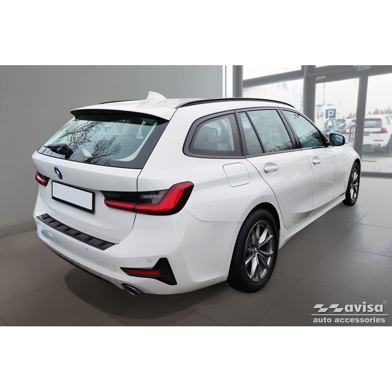 Black Stainless Steel Rear bumper protector  BMW 3 Series (G21) Touring 2019-2022 'STRONG EDITION'