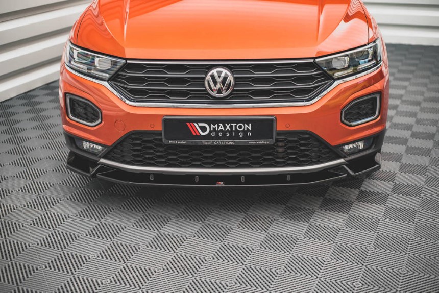 Voorspoiler V.2 VW T-Roc Glans Zwart