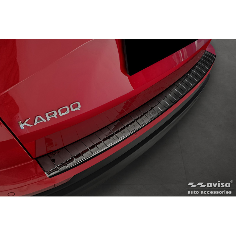Zwart-Chroom RVS Achterbumperprotector  Skoda Karoq Facelift incl. Sportline 2022- 'Ribs'