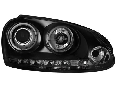 Headlights VW Golf V Angel Eyes + LED Black