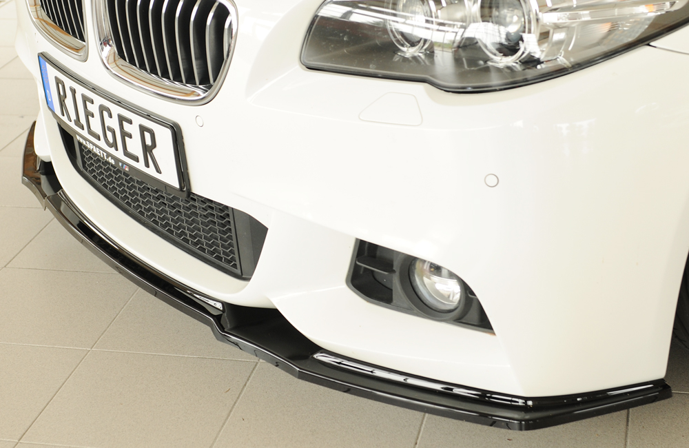 Voorspoiler BMW 5 Serie F10 M pakket Rieger Glans Zwart