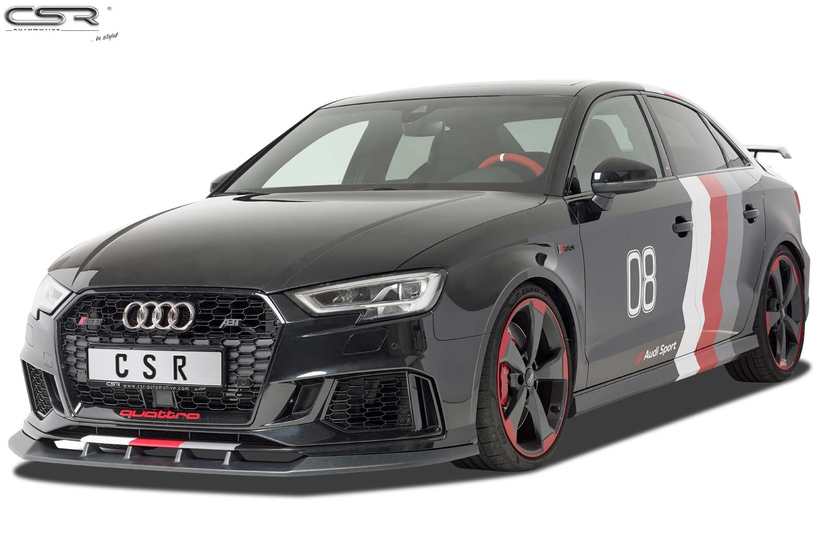 Voorspoiler Audi RS3 8V Glans Zwart