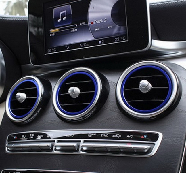 Ventilatie rooster ringen Mercedes A Class W176 B Class W246 CLA Class C117 and GLA Class X156 Blauw