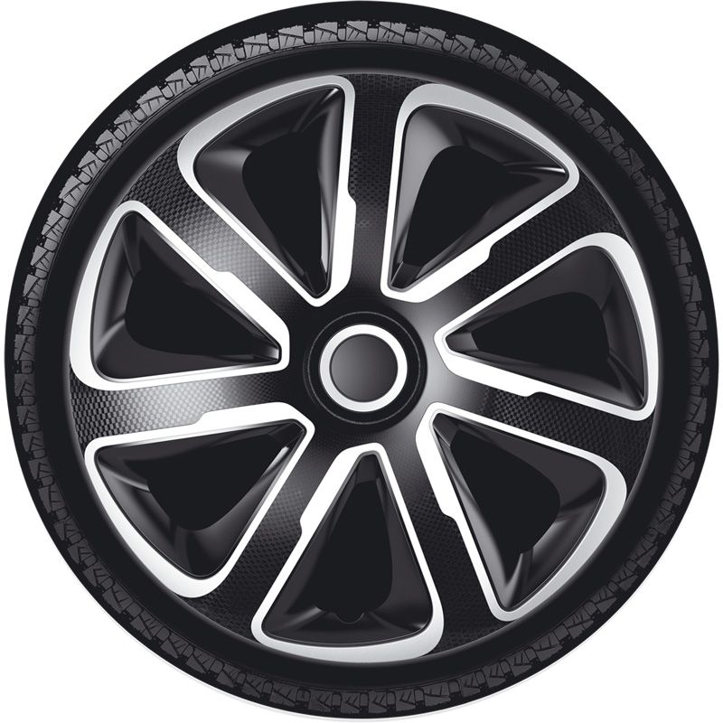 4-Delige Wieldoppenset Livorno 14-inch zilver/zwart carbon-look