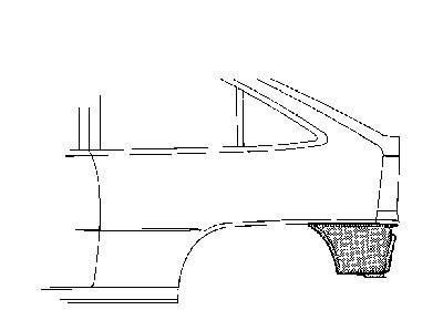 eindstuk of lekbakje, 3/5 drs, rechts Opel Kadett E, 1984-1991