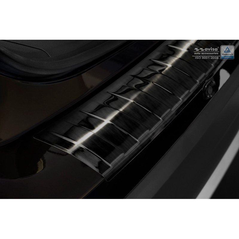 Black Stainless Steel Rear bumper protector  Mitsubishi Outlander III Facelift 2015- 'Ribs'