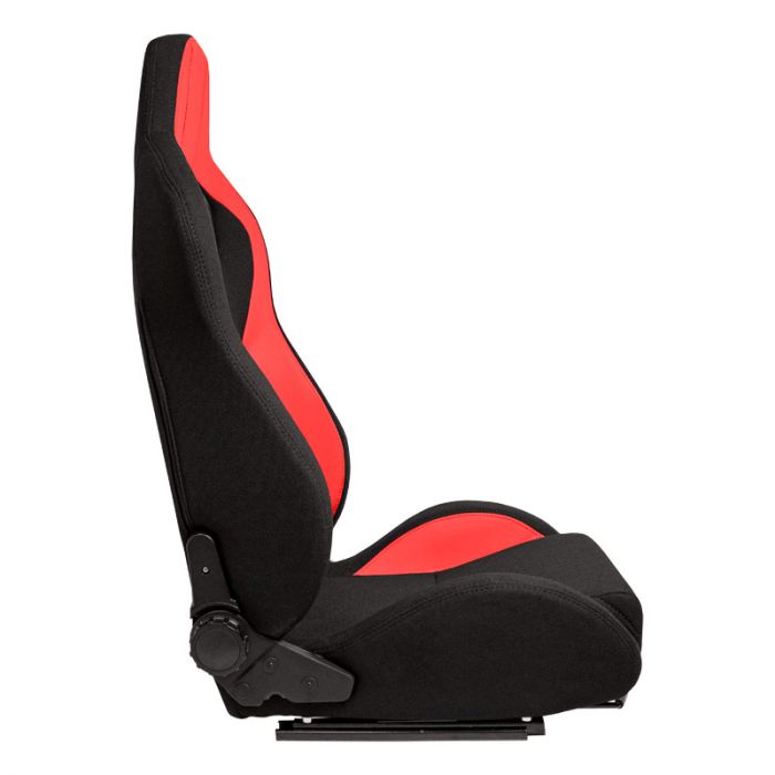 Sport seat 'MR' - Black Synthetic leather + Red Pine Fabric- Dual-side reclinable back-rest - incl. slides