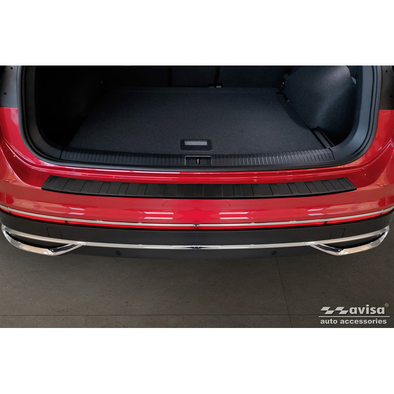 Matt Black Stainless Steel Rear bumper protector  Volkswagen Tiguan II / Allspace incl. Facelift & R-Line 2016-2020 / 2020-2024 'Ribs'