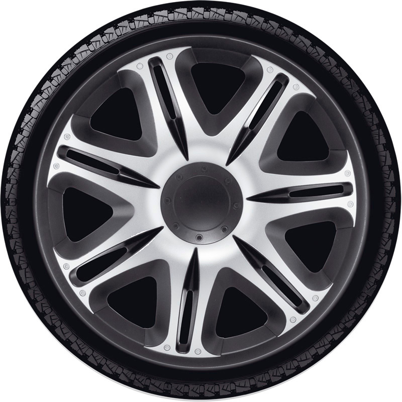 4-Delige J-Tec Wieldoppenset Nascar 14-inch zilver/zwart