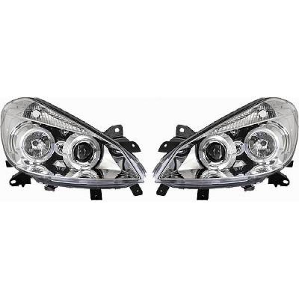 Koplampen Renault Clio 3 05-.. Angel Eyes chroom